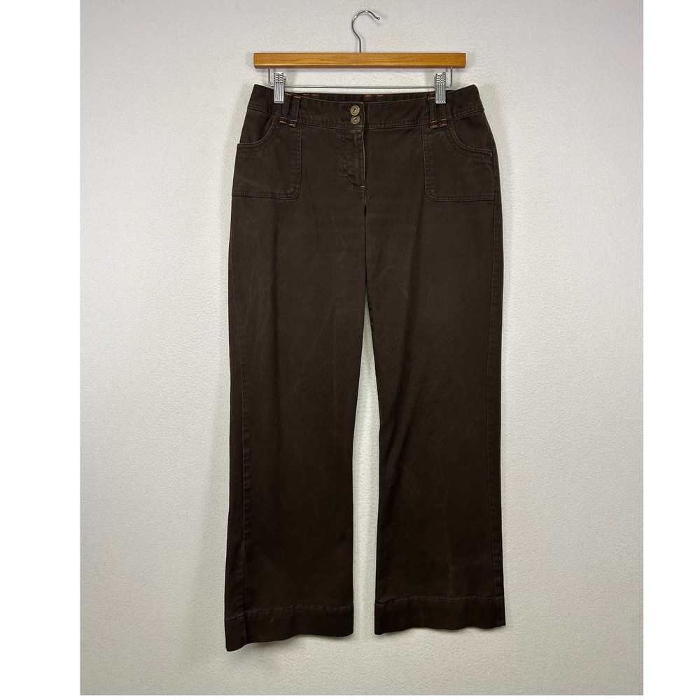 Dark Academia Liz & Co Womens‎ 6P Brown Straight Leg Stretch Petite Twill Pants